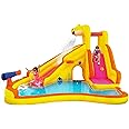 Funormous Baby Shark Bounce House with Slide Wet or Dry, Pink Fong Inflatable Water Slide, Party Outdoor Curve Waterslide Fun, Kids Backyard Water Park, Includes Water Sprayer, Pool & Blower