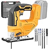 Jig Saw for De-Walt 20V Max Battery, Cordless Jigsaw Tool with Brushless Motor, Up to 2900 RPM, 0–45° Beveled Cuts, LED Light