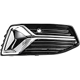 INFINAUTO Fog Light Grill Front Lower Bumper Fog Light Cover Inserts No.4K0807648/4K0807647C for Audi A6 2019-2023 Black Silver Tone ABS 1 Pc Front Right Car