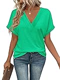 EyMuse Cute Basic Tops t-Shirts Short Sleeve V Neck