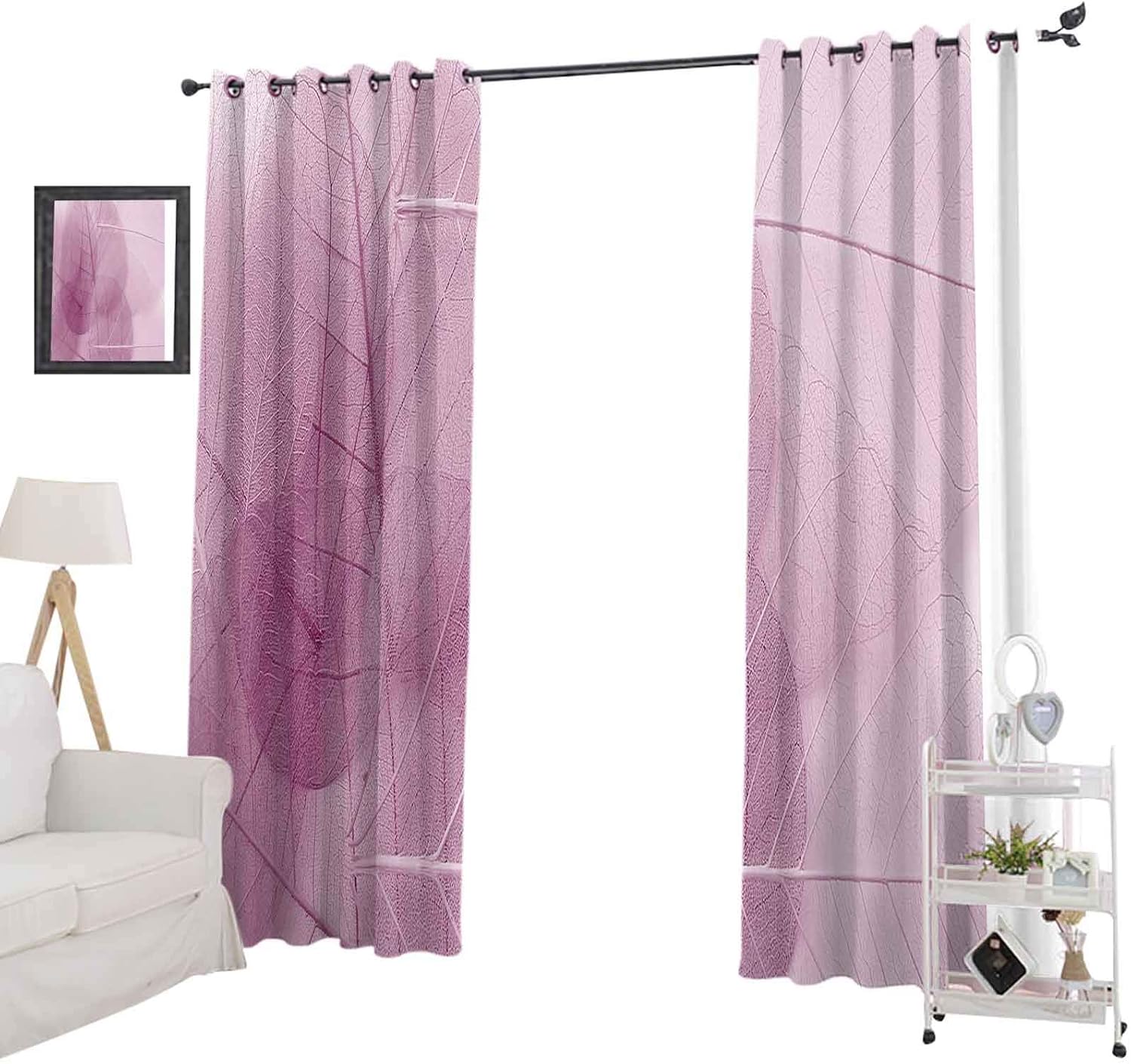 YUAZHOQI - Cortina de ventana, fondo de hojas moradas, 132 x 241 cm