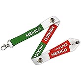 PinMaze Mexico Flag Lanyard - Calcomania Escudo Mexicano Keychain Badge Holder