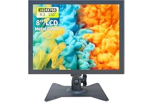 Qcvoruno 8 inch Security Monitor & Displays, Built-in Dual Speakers Portable LCD Monitor, HD/VGA/BNC/AV/USB Input, 1024 * 768 Resolution, Suitable for Game CCTV PC DVD DSLR