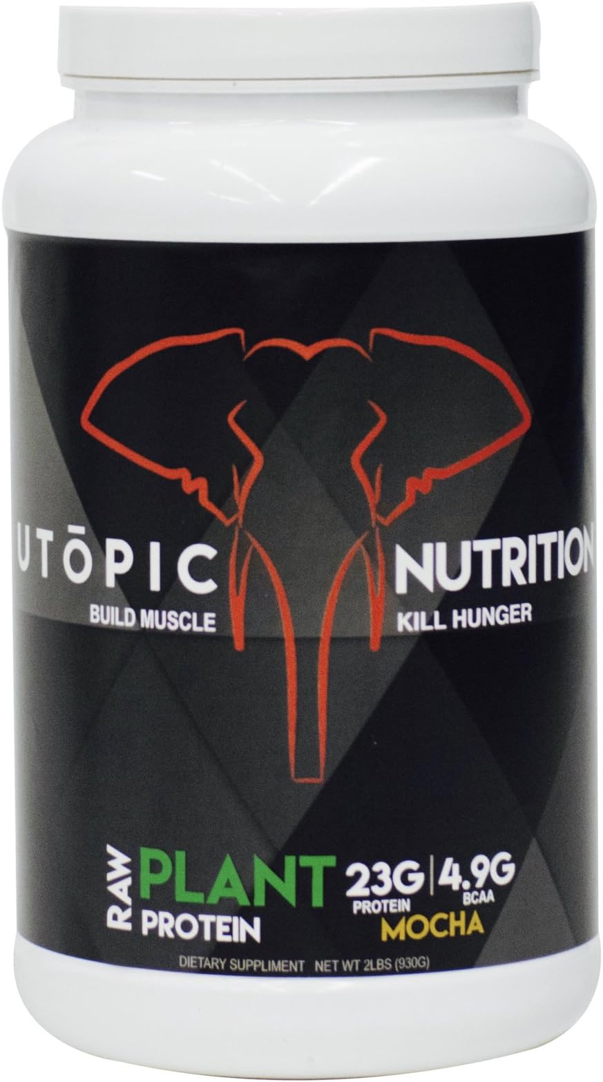 Vegan, Plant-Based Protein Powder Mocha Flavor: 2.0 lbs, 30 Servings, 4.9g BCAA, Non GMO, Perfect for Both Men and Women - by Utōpic Nutrition (Mocha)