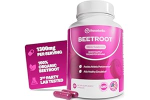 Rosabella Organic Beet Root Capsules - 1300mg Beet Root Powder Aids Healthy Circulation & Vitality, Non-GMO, Beet Root Supplement - 60 Capsules, 30-Day Supply