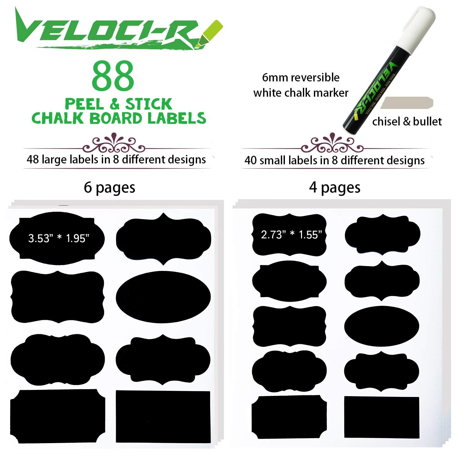 Chalkboard Labels - 88 Premium Reusable Chalkboard Stickers with 1 Free Erasable Liquid Chalk Markers for Labeling Jars, Parties, Craft Rooms and Organize Your Home & Kitchen