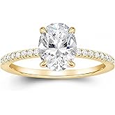 NAOKETEN 3CT Oval Cut Moissanite 4-Prong Solitaire Engagement Ring for Women 10K/14K/18K Solid White/Yellow/Rose Gold Simulated Diamond Promise Wedding Band Rings(D Color, VVS1 Clarity)