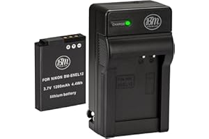 BM Premium EN-EL12 Battery and Charger for Nikon Coolpix A1000 B600 W300 A900 AW100 AW110 AW120 AW130 S6300 S8100 S8200 S9050