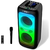 Gemini 200W Portable Bluetooth Party Speaker with Dual 6.5" Woofers, LED Lights, Wireless Mic, 9Hr Battery Play Time, TWS Pairing & USB Playback (GGO-2650L)