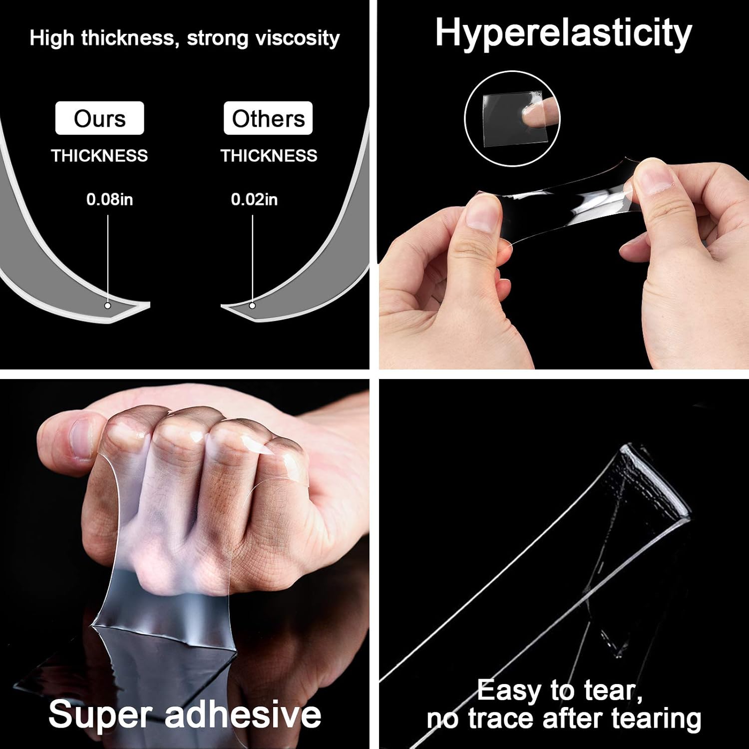 Double Sided Tape Heavy Duty for Walls(9.85FT), High-Tech Nano Multifunctional Transparent Tape, Washable and Reusable Strong Tape, Can be Used to Fix Mats,Posters,Photo, Frames Etc. Home Office Tapes: Industrial & Scientific
