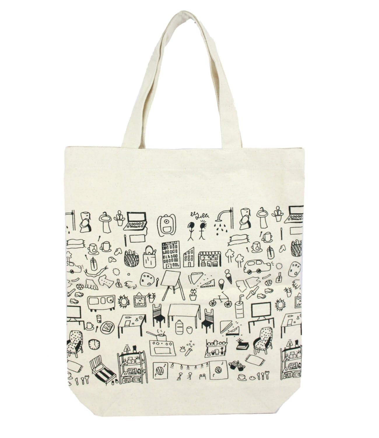 bag end women's reusable heavy duty cotton canvas tote bag(off-white)