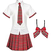 Women's School Girl Outfit Lingerie Set Sexy Student Costumes With Plaid Mini Skirt