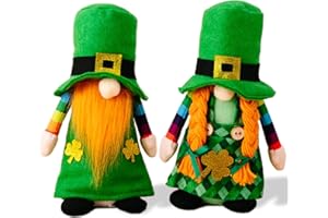 ZTML MS St. Patrick's Day Gnomes Plush Decor, 2 Handmade Pcs Mr and Mrs St. Patricks Day Gnomes Elf Gnomes Plush, Tomte Swedish Dolls Scandinavian Irish Gnomes Plush for Ornaments&Home&Gifts
