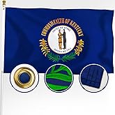 XIFAN Premium Kentucky State Flag 3x5 ft Outdoor, Double Sided Embroidered Image, Heavy Duty 210D Nylon KY Flags, the Strongest Longest Lasting for Outside with Sewn Stripes/Brass Grommets