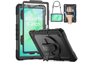 HXCASEAC Case for Samsung Galaxy Tab A11+ Plus 11 Inch, Shockproof with Screen Protector/360° Hand Strap Stand/Carrying Strap