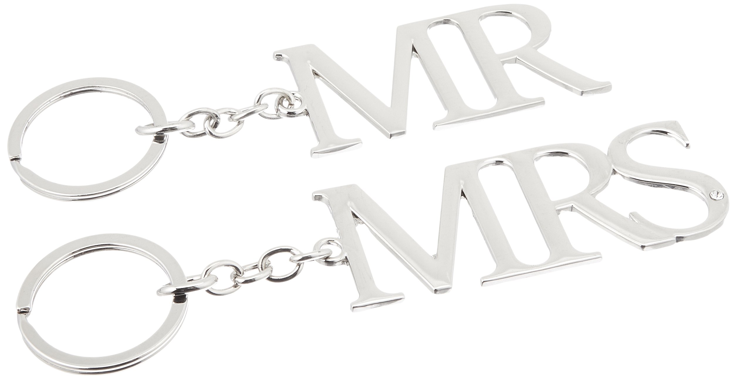 Amore Set Of Two Silverplated Key rings "Mr & Mrs"