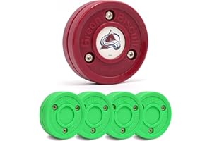 Green Biscuit Hockey Puck - 4 Pack Original Off Ice Hockey Pucks with 1 NHL Puck and GB Stickers - Official Street Hockey Puck to Improve Stickhandling and Passing Skills