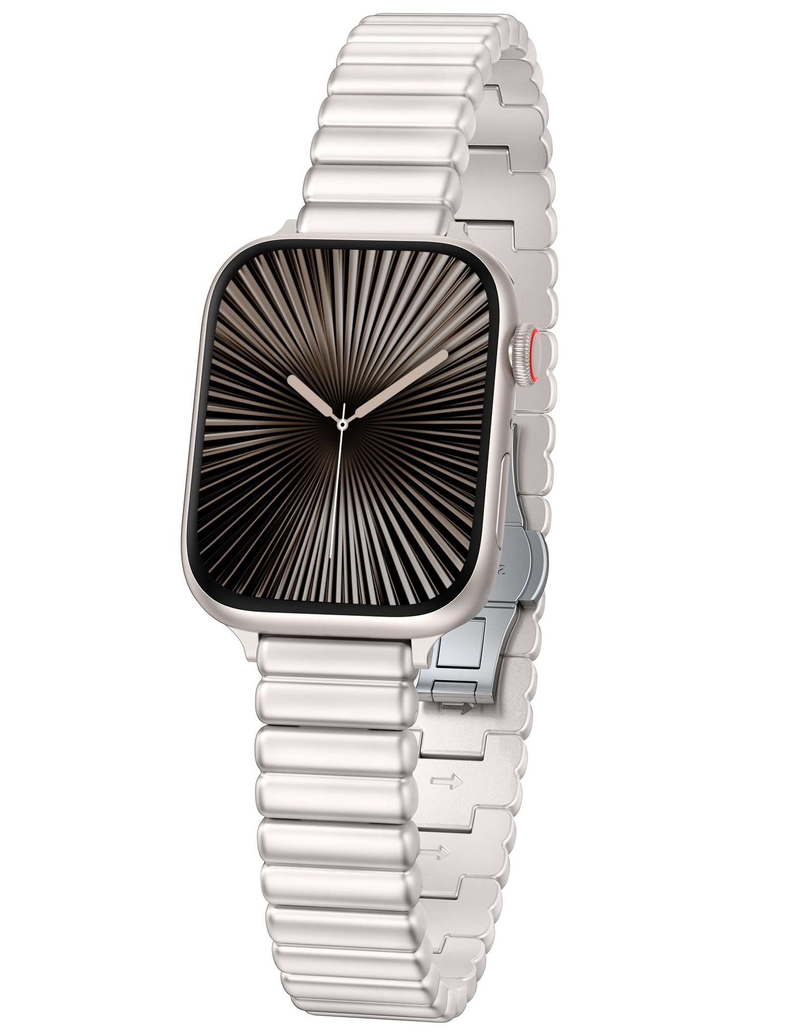 Photo 1 of Minyee Slim Metal Band Compatible with Apple Watch Bands 38/40/41/42mm Women, Dressy Pretty Designer Stainless Steel Adjustable Wristband for iWatch Series 11 10 9 8 7 6 5 4 SE/Ultra 3 2 1, Starlight