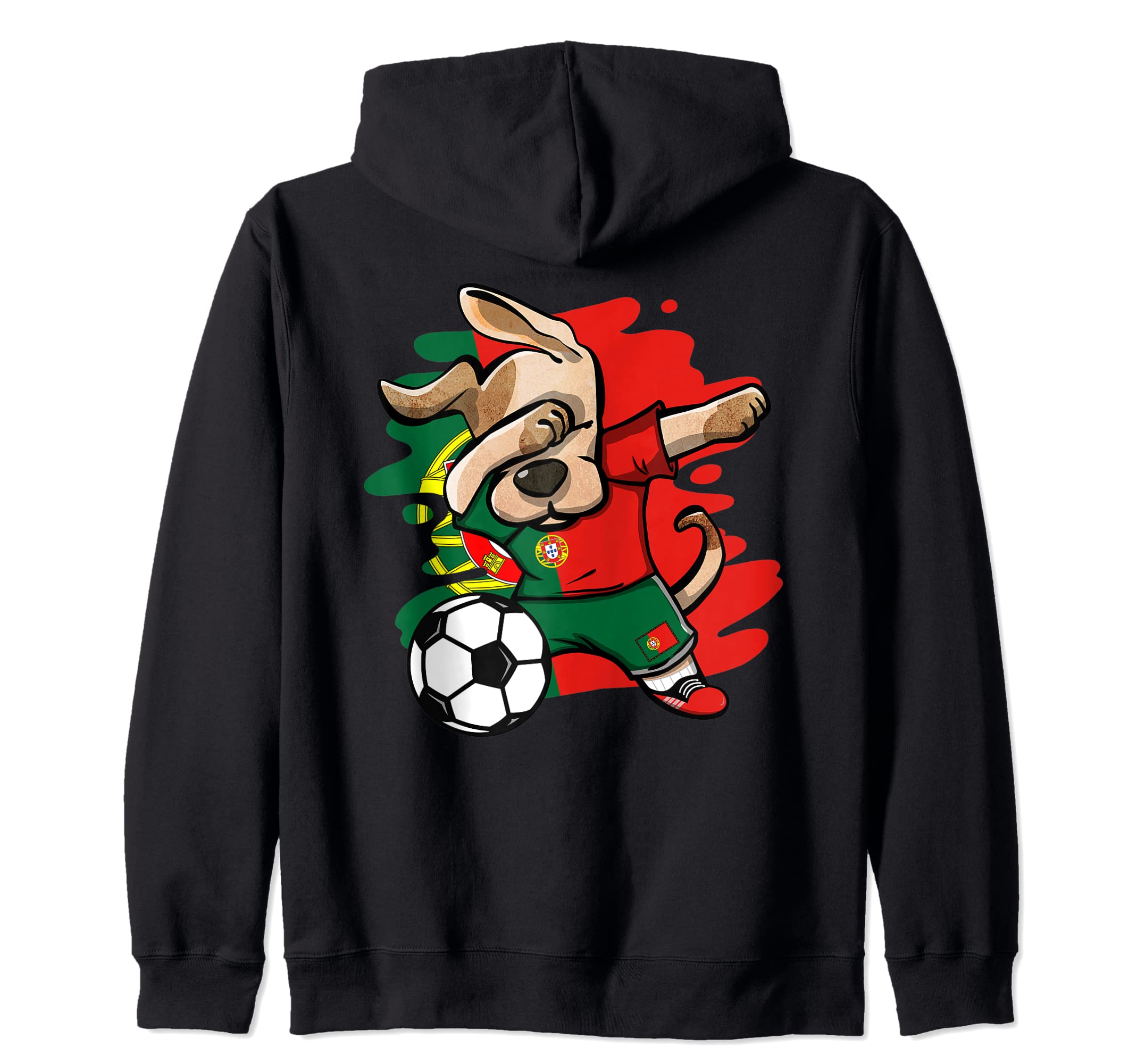Dabbing Dog Portugal Soccer Fans Jersey Portuguese Football Zip Hoodie