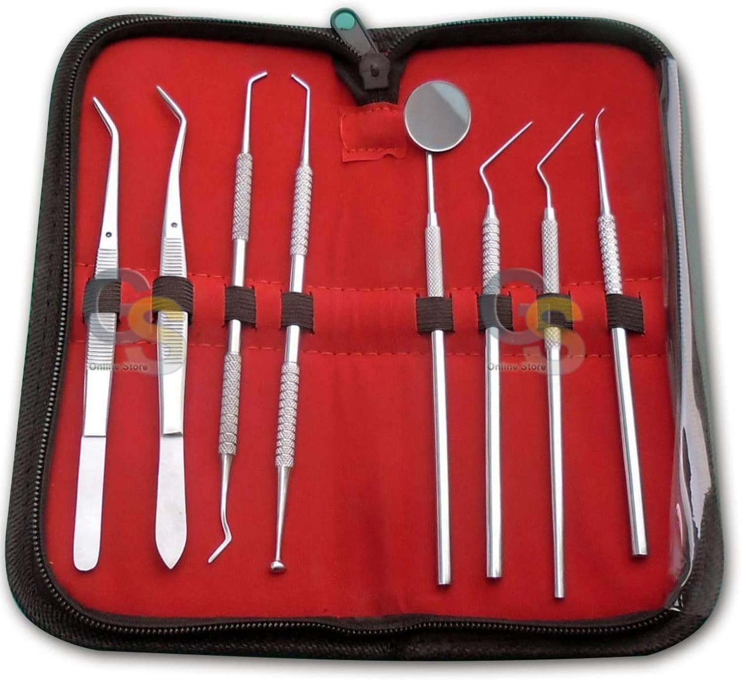 G.S PRO Dental Hygiene SCALERS and Mirror KIT Set. 8 Pieces