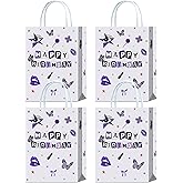 Brattol 16 Pieces Purple Happy Birthday Goodie Bags for Pop Music Birthday Gift Snacks Treat Candy Favors Bags for Vocalist Music Tour Concert Party Fans Gathering Theme Birthday Party Decorations