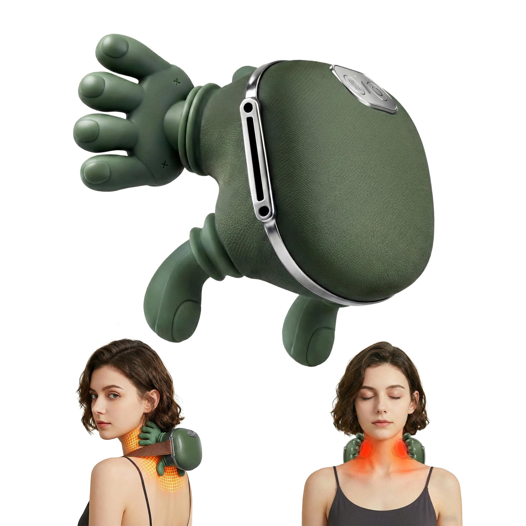Photo 1 of EIWAJKXE Neck Massager with Heat - Neck and Back Shiatsu Massager for Relieve Fatigue, Deep Tissue Portable Neck and Shoulder Massager for Home and Travel, Green