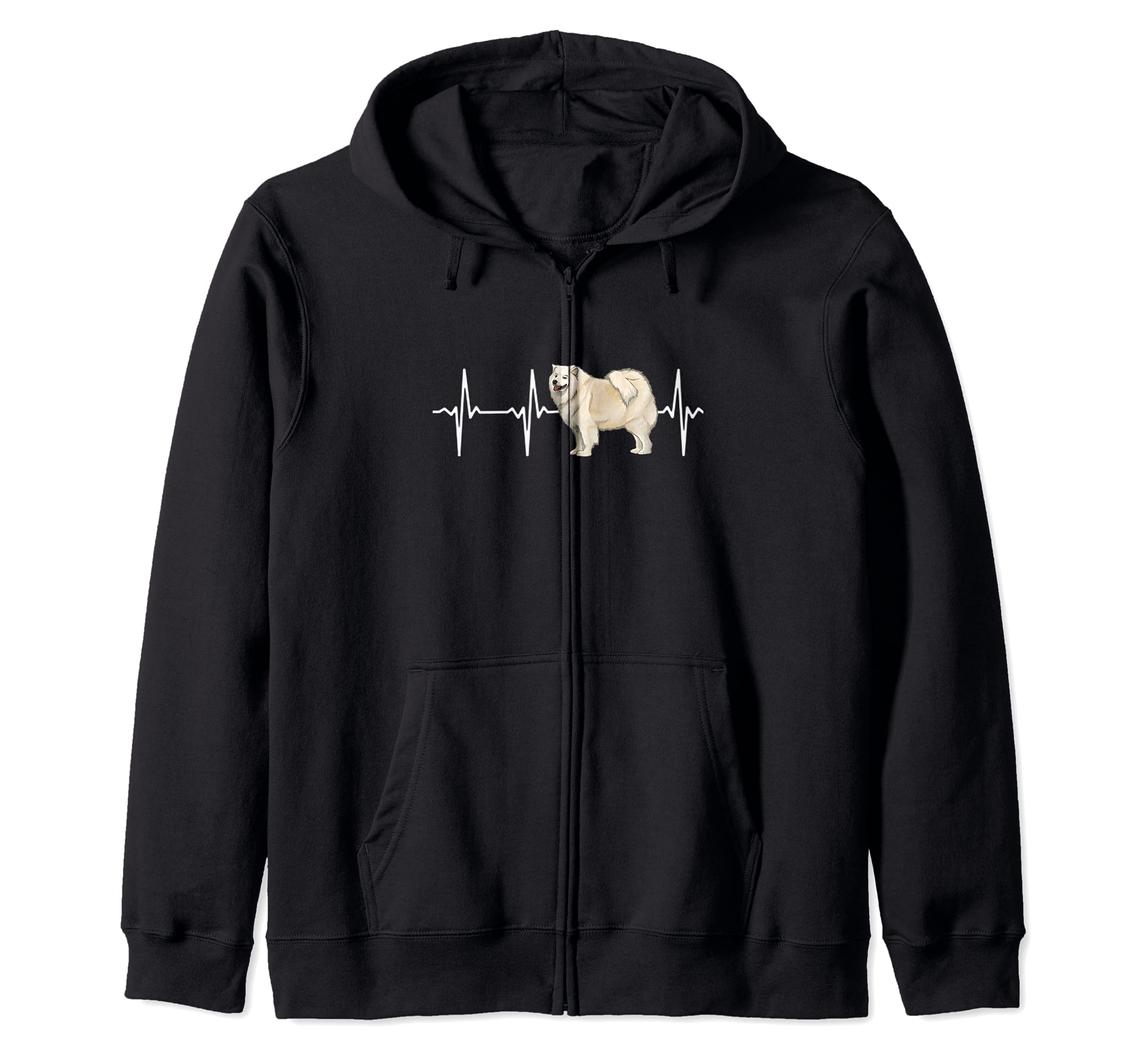 Samoyed Heartbeat Love My Dog Zip Hoodie