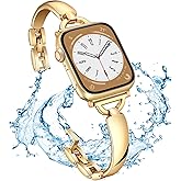 Gold Stainless Steel Band Compatible Apple Watch Slim Starlight Bracelet Women 38mm 40mm 41mm 46mm 42mm 44mm 45mm 49mm.Jullstar Dressy Bling Silver Leopard Thin Metal Bangle for iphone Watch Wristband Series Ultra 11 10 9 8 7 6 5 4 SE 3 2 1