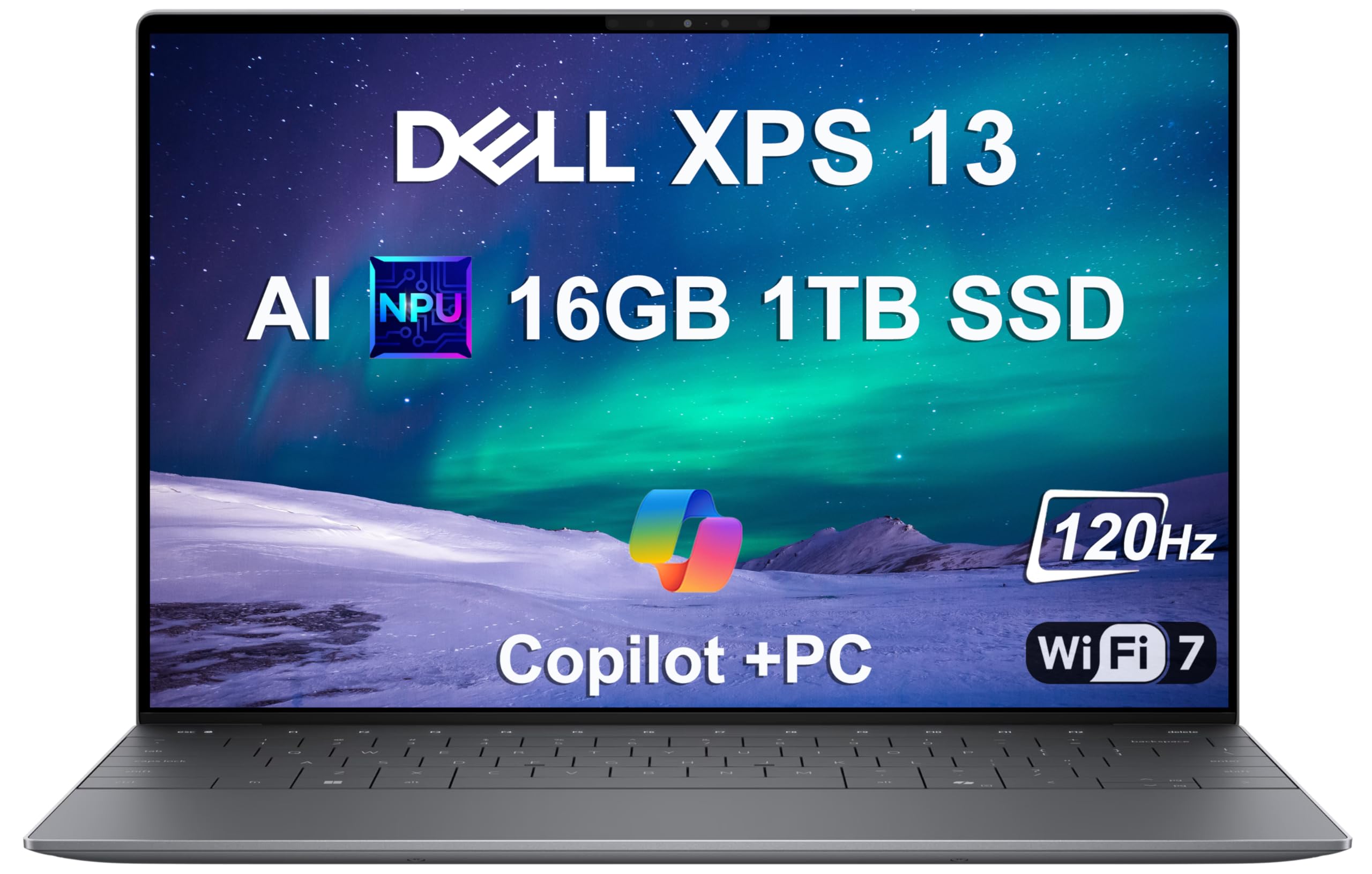 2025 Dell XPS 13 9345 Laptop, Copilot+ AI PC (13.4" FHD+ 120Hz, Snapdragon X Plus (> Intel i7-1355U), 16GB 8448MT/s RAM, 1TB SSD), Thin & Light, 27 Hours Battery Life, IR Webcam, Wi-Fi 7, Win 11 Pro