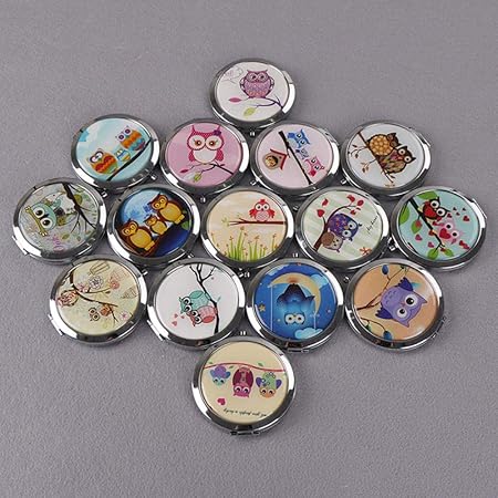 Bmstjk Espejo de Bolsillo de Mano Vintage, Mini Espejos compactos