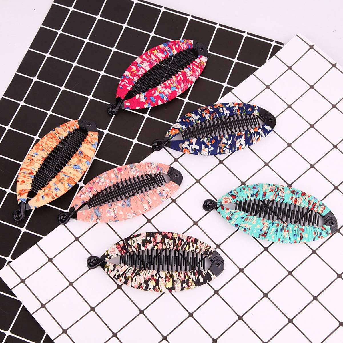Fodattm Set of 6 Bohemia Style Wrapped Cloth Banana Hair Clip Hair Comb Hair Jaw Clips Plastic Fish Shape Hair Claw Hairgrip Hair Clincher for Women (Large) - Image 4