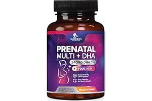 NATURE'S NUTRITION Prenatal Vitamins with Folic Acid & DHA, Fetal Brain Development Support with Folate & Omega 3's, Prenatal Multivitamin for Women, Vitamin A, C, D, B6, B12 & Iron, Pregnancy Supplement - 60 Softgels