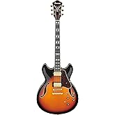 Ibanez Artstar AS113 Semi-hollowbody Electric Guitar - Brown Sunburst | Super 58 pickups with ebony fretboard and bone nut for jazz, rock and performance