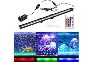 HCDMRE LED Air Bubble Light Aquarium Light Underwater Submersible Fish Tank Light Color Changing Making Oxygen Aquarium Tools,Us Plug,52cm/20.5"