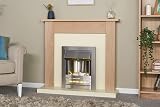 Adam Southwold Oak Cream Fireplace Suite 43 Inch with Brushed Steel Helios view 3