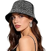 Women's Sparkly Rhinestone Bucket Hat Bling Packable Summer Outdoor Vacation Sun Hat Fisherman Cap
