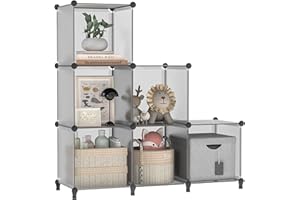 FUNLAX Cube Storage Organizer, Cube Storage Shelf, Cubical Storage Shelves, Cube Organizer, Modular Storage Cube Suitable for Bookself, Clothes, Closet Organizers and Storage (Light Grey, M)