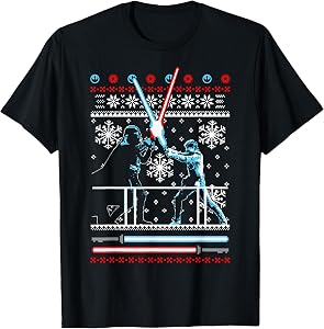 Star Wars Vader Luke Duel Christmas Sweater Graphic T-Shirt T-Shirt