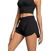 MCEDAR Women High Split Running Shorts 3" with Liner High Waisted Dolphin Athletic Workout Shorts