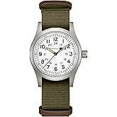 Hamilton Watch Khaki Field Mechanical 38mm | Swiss Made | 38mm Stainless Steel Case | White Dial Analog Watch | Green Textile