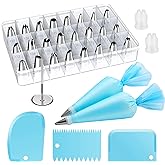 Kootek 32-Piece Piping Bags and Tips Set with 24 Icing Piping Tips, 2 Reusable Pastry Bags 12 Inch, Reusable Piping Icing Bag
