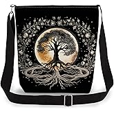 LiuenMgg Tree of Life Print Canvas Crossbody Bag, Adjustable Strap Lightweight Purse with Top Zipper & Inner Pocket, Daily Shoulder Bag Gift for Women -4