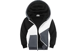 V VALANCH Boys Hoodie Zip Up Fleece Lined Jacket Warm Sherpa Hooded Sweatshirts for Boys Girls 6-15 Years
