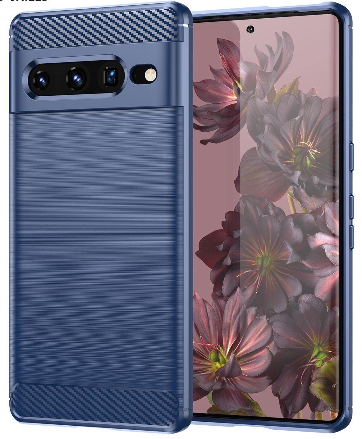 Folmecket for Google Pixel 7 Pro Case Shock-Absorption Flexible TPU Rubber Protective Cell Phone Cover for Google Pixel 7 Pro 2022 6.7" Blue