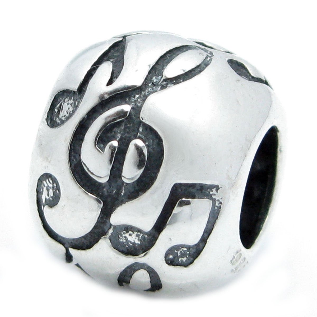 Queenberry Sterling Silver Treble G Clef Melody Music Note Bead For European Charm Bracelets