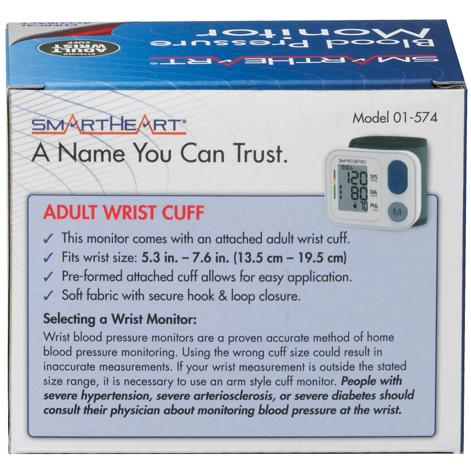 SmartHeart Blood Pressure Monitor | Adult Wrist Cuff | 2-Person Memory | 398 Total Reading Storage | Easy to Use | Automatic Inflation and Deflation