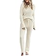 luvamia Women's Casual Pajama Set Fuzzy Fleece Knitted Long Sleeve Pj Loungewear