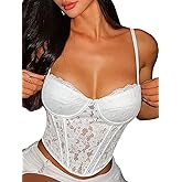 LovelyWholesale Lace Corset Tops for Women Sexy Backless Corset Bustier Top Party Club