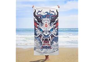 VTCTOASY Oversized Beach Towel 63x32 Inch Sand Resistant Thin Microfiber Japanese Dragon Bath Towels for Body Absorbent Quick