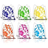 KERINGO 18 PCS Hibiscus Party Favor Hawaiian Themed Drawstring String Bag Backpack Summer Tropical Gift Tiki Luau Treat Hawaii Goodie Bags Kids Birthday Party Supplies